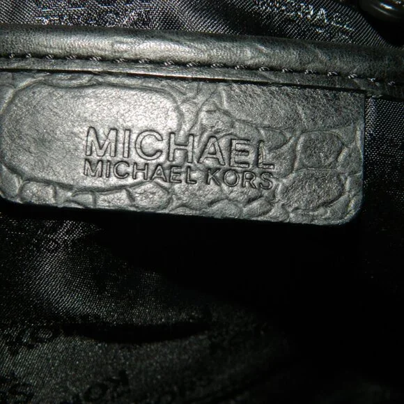 Michael Kors Black Faux Crocodile Embossed Print Handbag Purse - Picture 7 of 11